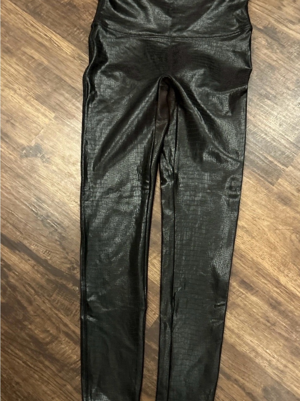 SPANX Faux Alligator Leggings  Women’s Size L Brown